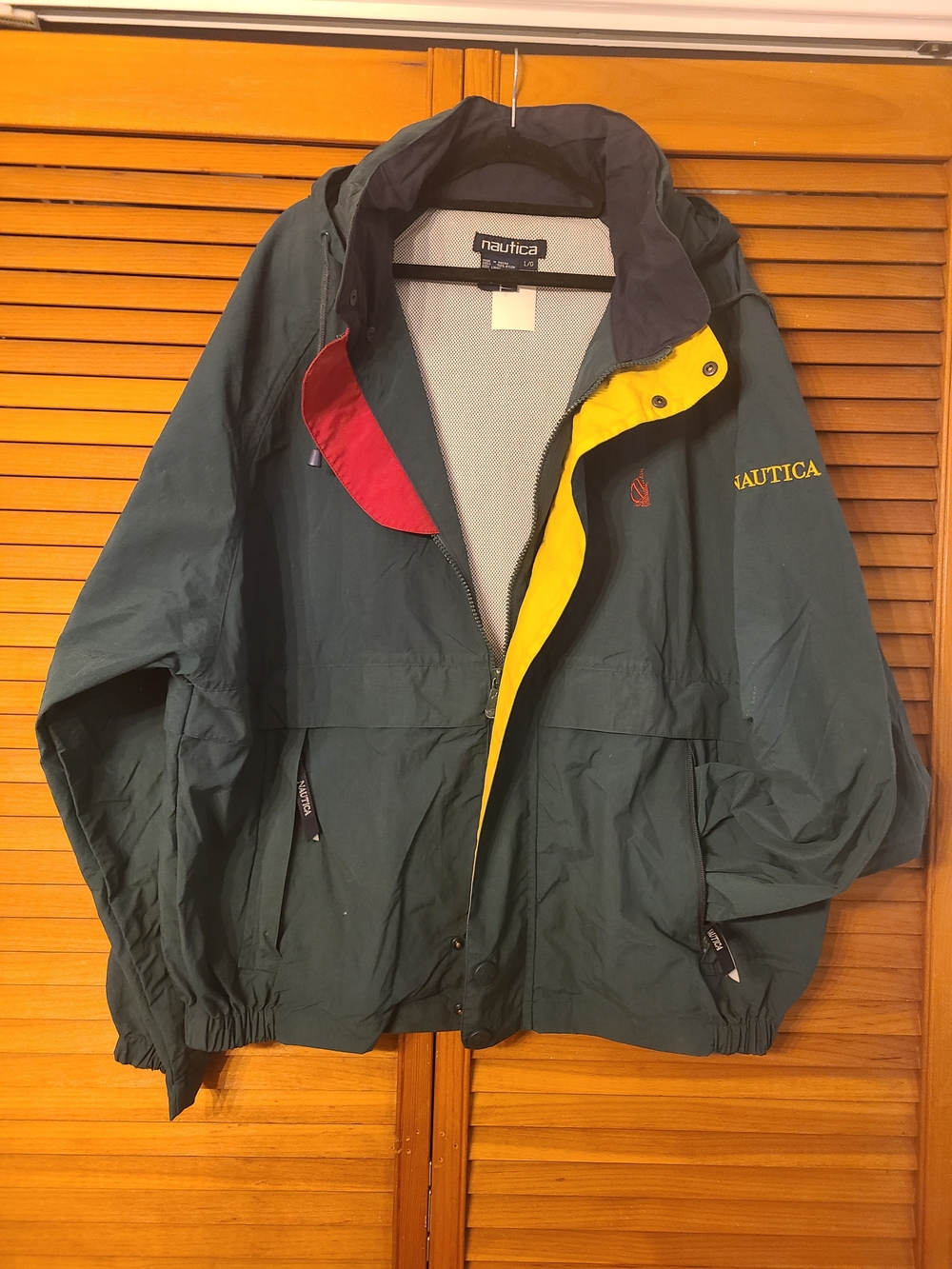 Nautica Men’s Dark Green Hooded Shell Jacket